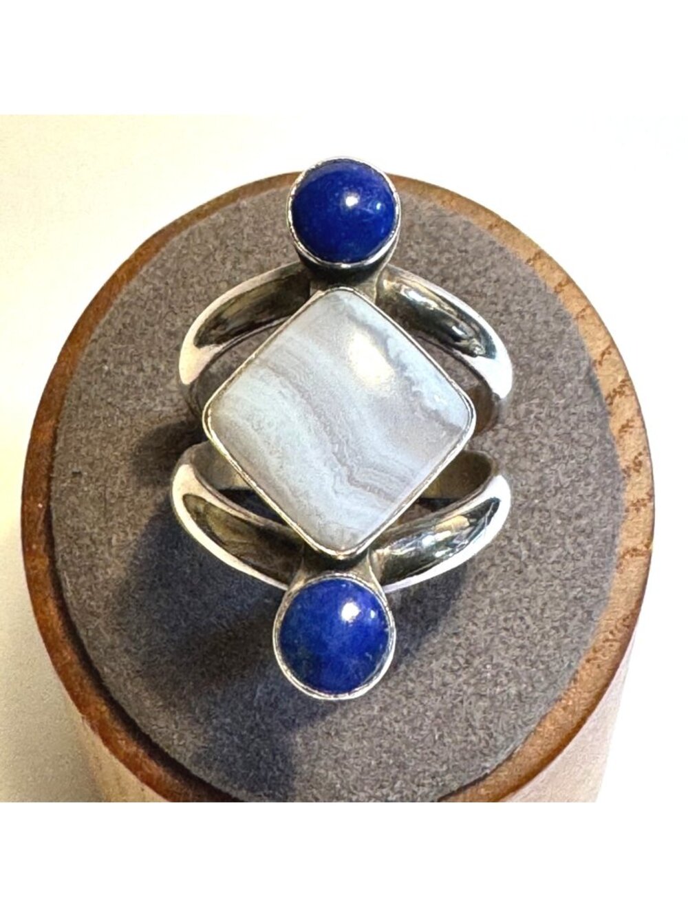 Jay King Sterling Silver 925 Mother of Pearl Lapis Lazuli Modernist Ring Size 9